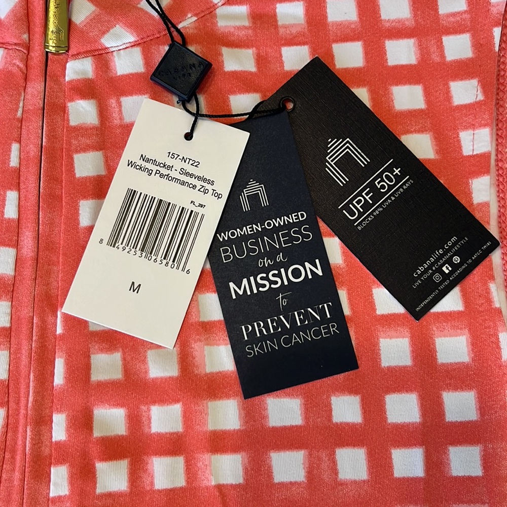 Cabana Life Nantucket Sleeveless Wicking Performance Zip Mock Neck Top NWT - Picture 4 of 9